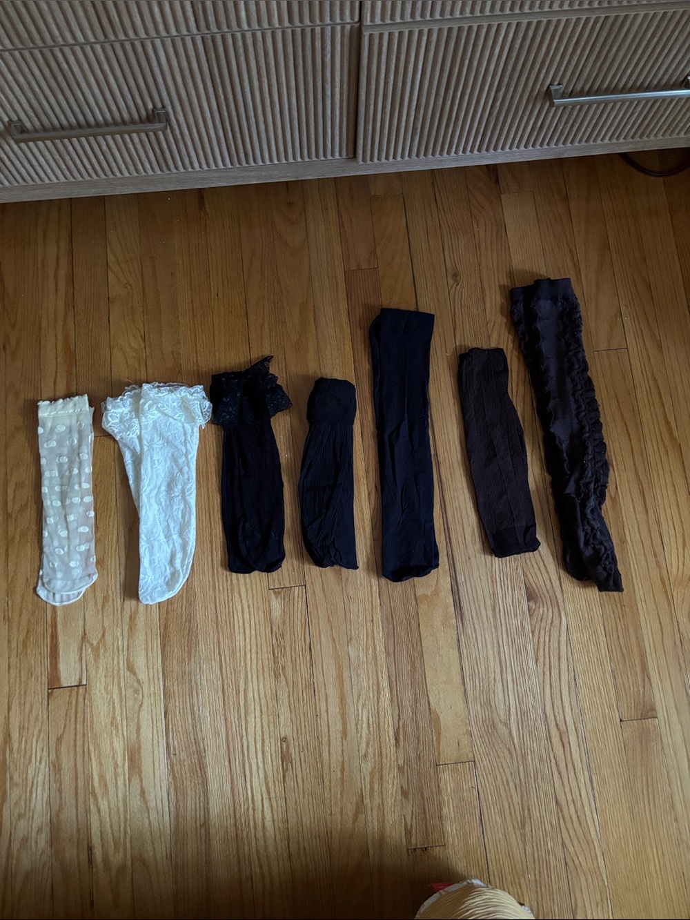 Decorative lace ruffle trouser and thigh high sock bundle